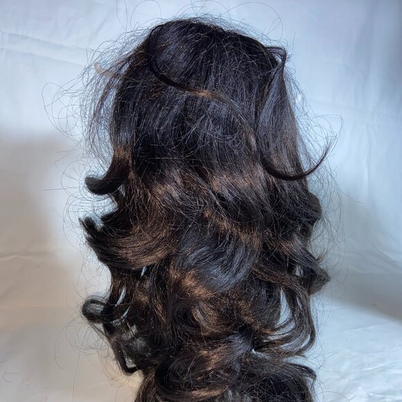 LuxeHair DRAWSTRING PONYTAIL BLACK 15" LONG (goes around your bun) - Picture 1 of 6